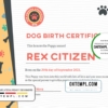 editable template, USA Dog Birth certificate template in Word and PDF format