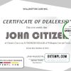 editable template, USA Dealership Completion certificate template in Word and PDF format