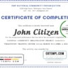 editable template, USA Completion certificate template in Word and PDF format, version 3