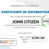 editable template, USA Destruction certificate template in Word and PDF format