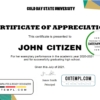 editable template, USA Graduation Appreciation certificate template in Word and PDF format