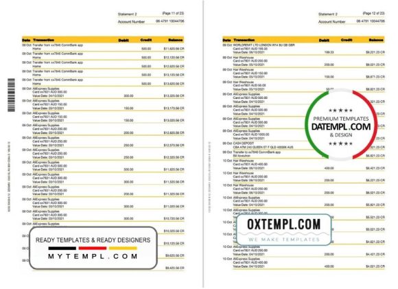 editable template, Australia Commonwealth bank statement template in Word and PDF format, 23 pages - Image 6