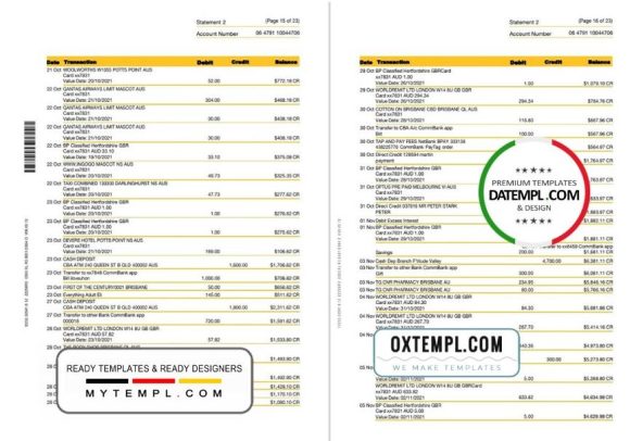 editable template, Australia Commonwealth bank statement template in Word and PDF format, 23 pages - Image 8