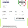 editable template, USA Greenfield Landscape invoice template in Word and PDF format, fully editable
