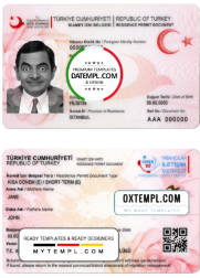 Turkey residence permit document template in PSD format, fully editable