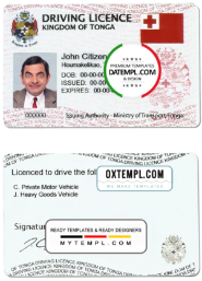 Tonga driving license template in PSD format, fully editable