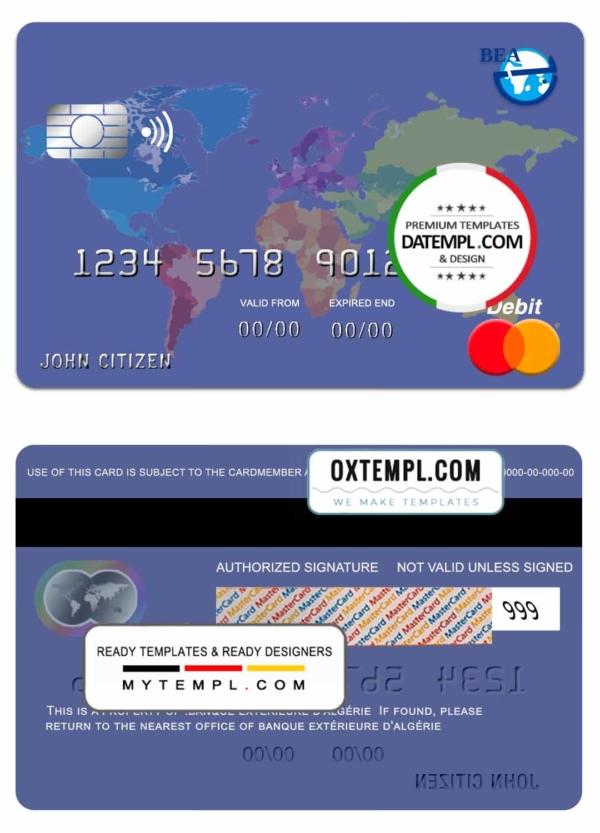 editable template, Algeria banque extérieure mastercard template in PSD format, fully editable