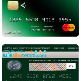 editable template, Burundi Africa mastercard credit card template in PSD format, fully editable