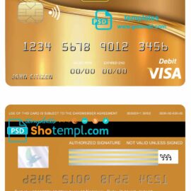 editable template, Cuba Nacional bank visa credit card template in PSD format, fully editable