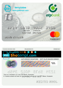 editable template, Hungary OTP Bank mastercard template in PSD format, fully editable
