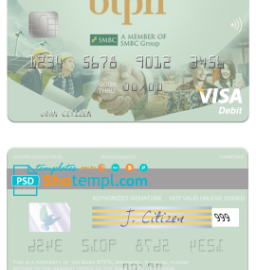 editable template, Indonesia Bank BTPN visa card template in PSD format, fully editable