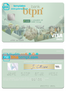 editable template, Indonesia Bank BTPN visa card template in PSD format, fully editable