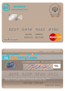 editable template, Iran Sepah bank mastercard template in PSD format, fully editable