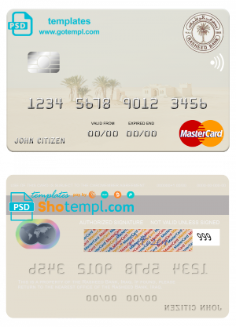 editable template, Iraq Rasheed Bank mastercard template in PSD format, fully editable