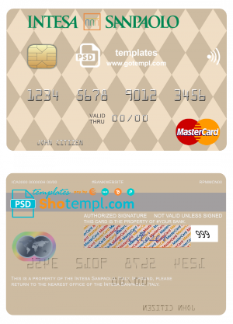 editable template, Italy Intesa Sanpaolo mastercard fully editable template in PSD format