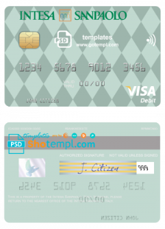 editable template, Italy Intesa Sanpaolo visa card fully editable template in PSD format