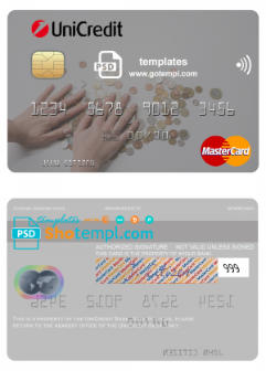 editable template, Italy UniCredit Bank mastercard fully editable template in PSD format