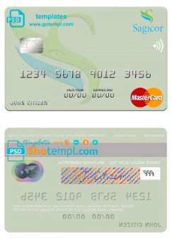 editable template, Jamaica Sagicor Bank mastercard fully editable template in PSD format