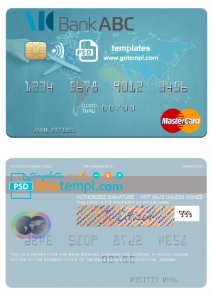 editable template, Jordan Arab Banking Corporation (ABC) mastercard fully editable template in PSD format