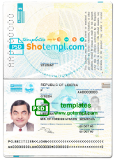 Liberia passport template in PSD format, fully editable