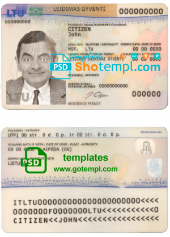 editable template, Lithuania (Litva) residence permit card template in PSD format, fully editable (2020- present)