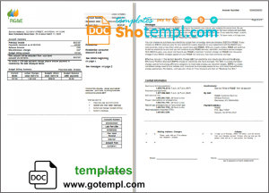 USA RG&E utility bill template in Word and PDF format (5 pages)
