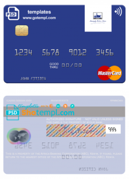editable template, Africa Banking Corporation (ABC) Kenya mastercard fully editable template in PSD format