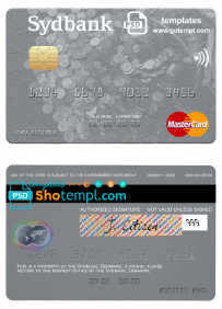Denmark Sydbank mastercard template in PSD format