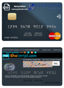 editable template, Djibouti Exim Bank mastercard template in PSD format