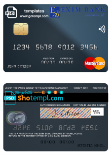 editable template, Djibouti Exim Bank mastercard template in PSD format