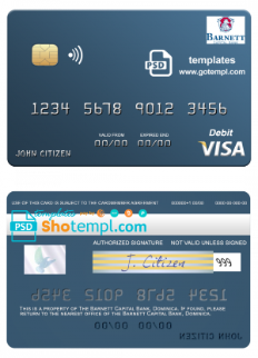 editable template, Dominica Barnett Capital Bank visa debit card template in PSD format