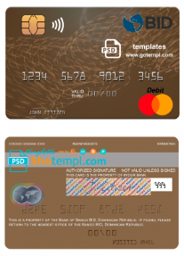 editable template, Dominican Republic Banco BID mastercard template in PSD format
