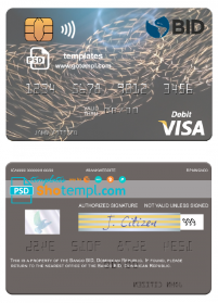 editable template, Dominican Republic Banco BID visa debit card template in PSD format