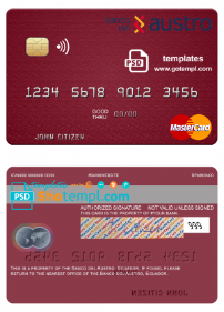 editable template, Ecuador Banco del Austro mastercard template in PSD format