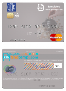 editable template, El Salvador Banco Central de Reserva de El Salvador mastercard template in PSD format