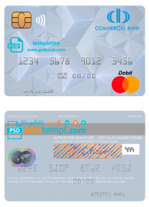 editable template, Equatorial Guinea Commerical bank Guinee Equatoriale mastercard template in PSD format