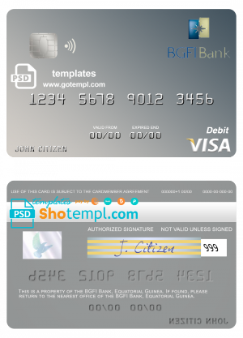 editable template, Equatorial Guinea BGFI Bank visa debit card template in PSD format