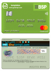 editable template, Fiji Bank of South Pacific mastercard credit card template in PSD format