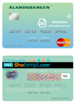 editable template, Finland Bank of Aland mastercard credit card template in PSD format