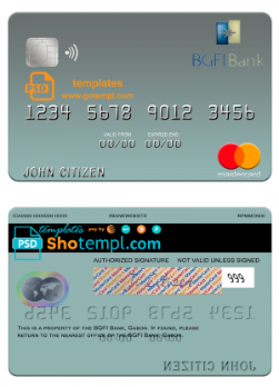 editable template, Gabon BGFI Bank mastercard template in PSD format