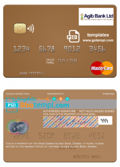 editable template, Gambia Arab Gambia Islamic Bank mastercard template in PSD format