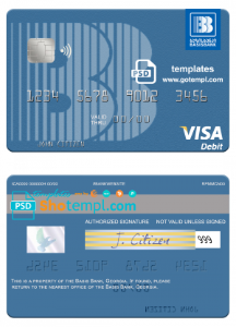 editable template, Georgia Basis Bank visa debit card template in PSD format