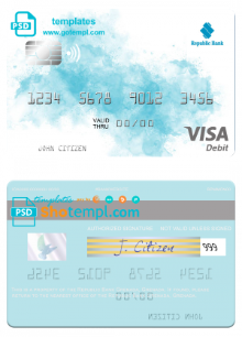editable template, Grenada Republic Bank visa card fully editable template in PSD format