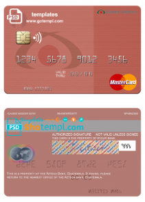 editable template, Guatemala Azteca Bank mastercard fully editable template in PSD format