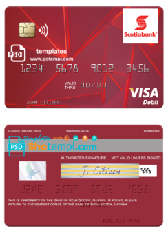 editable template, Guyana Bank of Nova Scotia visa card fully editable template in PSD format