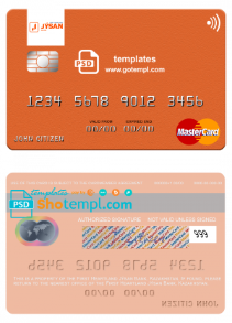 editable template, Kazakhstan First Heartland Jýsan Bank mastercard fully editable template in PSD format