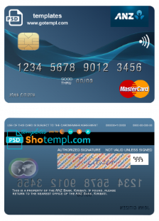 editable template, Kiribati ANZ Bank mastercard fully editable template in PSD format