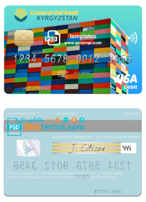 editable template, Kyrgyzstan Commercial Bank visa card fully editable template in PSD format