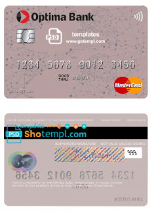 editable template, Kyrgyzstan Optima Bank mastercard fully editable template in PSD format