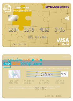 editable template, Lebanon Byblos Bank visa card fully editable template in PSD format